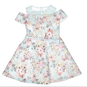 Girls Little Angels Floral Blue Dress Size 4